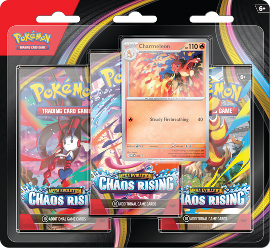 POKEMON TCG MEGA EVOLUTION - CHAOS RISING - 3-PACK BLISTER ESPAÑOL